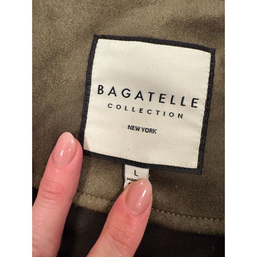 NWT Bagatelle NYC Collection Faux Suede Bomber Jacket Night Out Olive Green - Picture 5 of 8